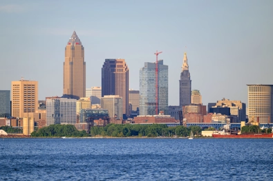 Cleveland_skyline_from_Lakewood_Park,_June_2024