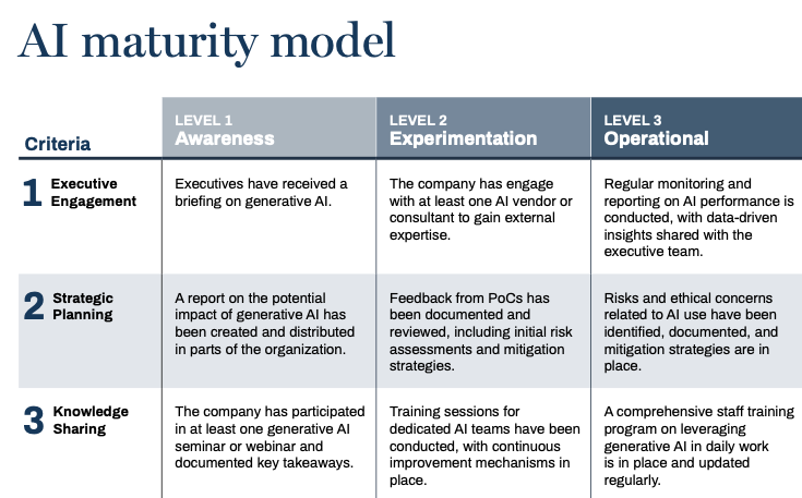 Climbing - AI maturity model